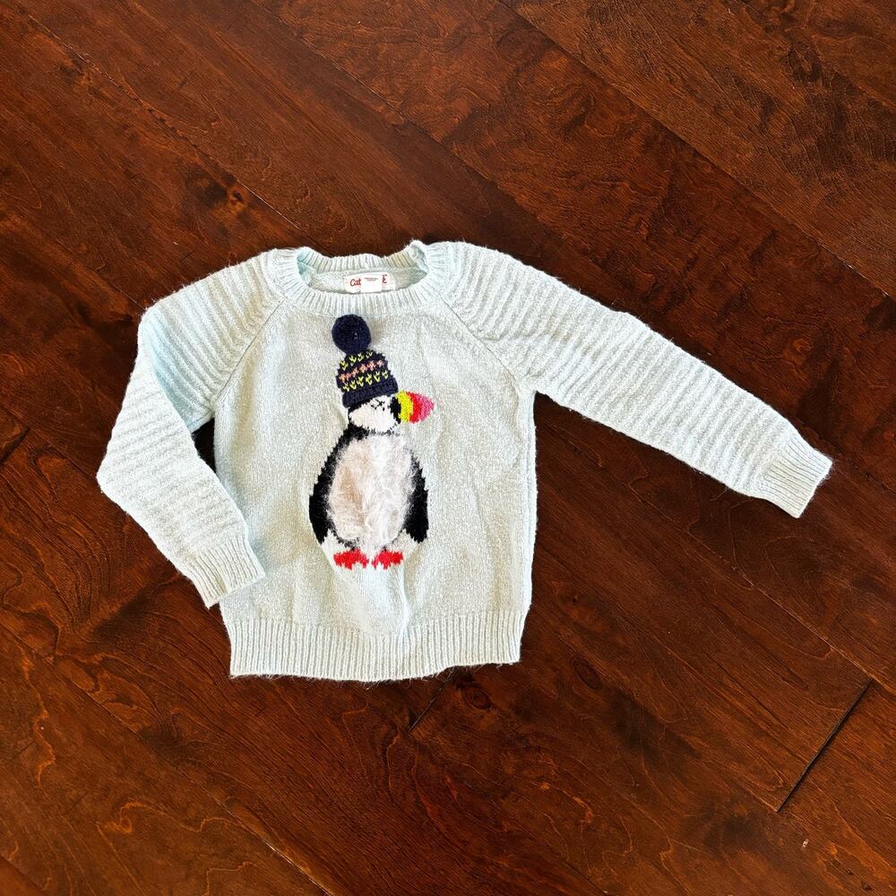 Cat and Jack Girls 18 Month Sweater Winter Puffin Blue